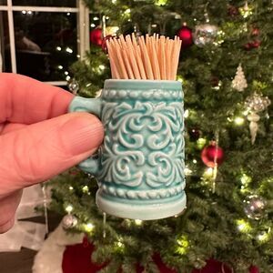 Aqua Beer Stein Toothpick Holder OR tiny stein to drink a tiny amount of beer!😆